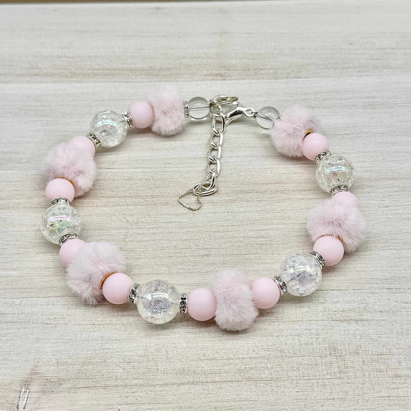 Mini Trendy Pink Fluffy Spacer Pink Necklace