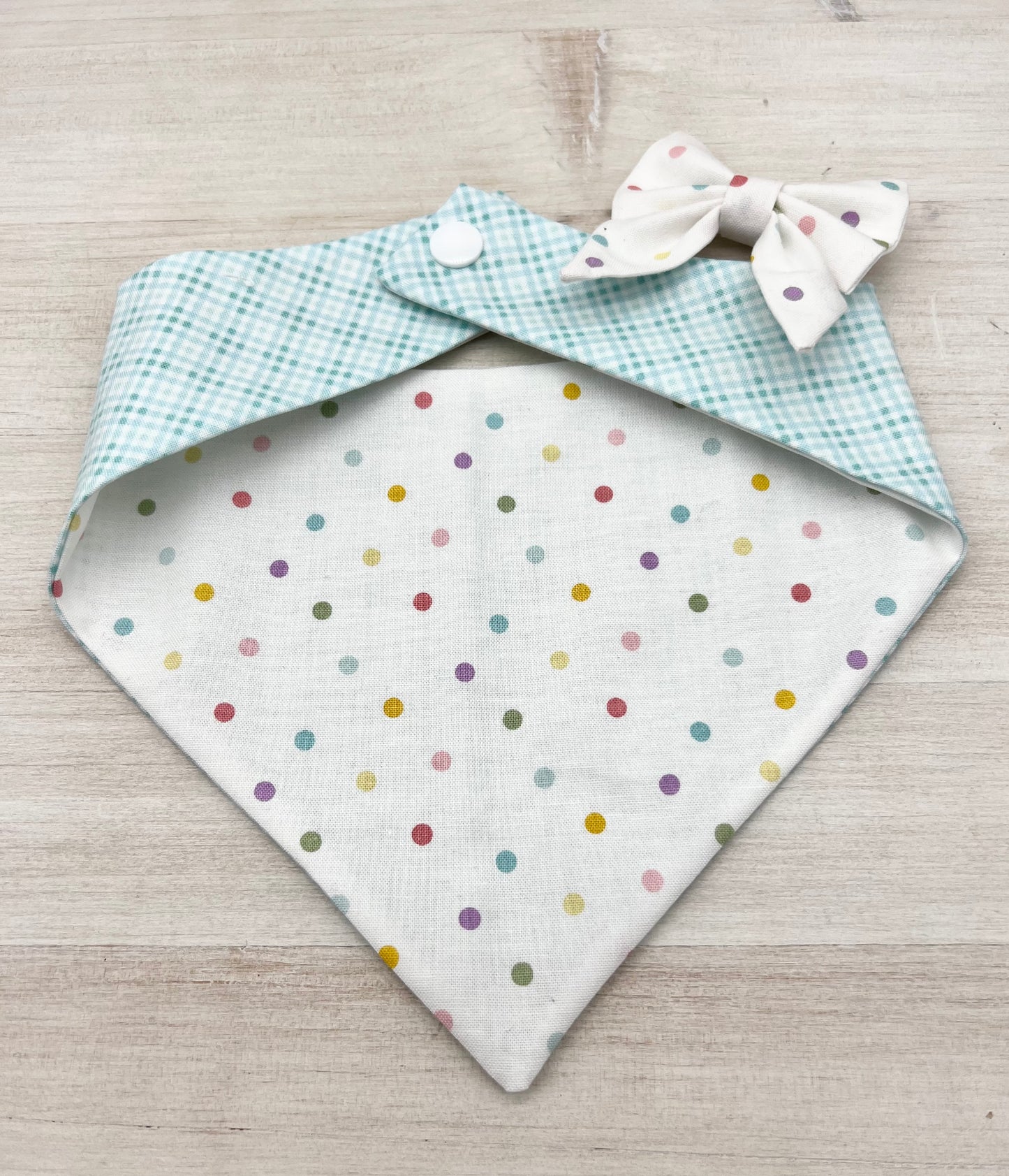 Reversible Spring Blue Plaid Bandana