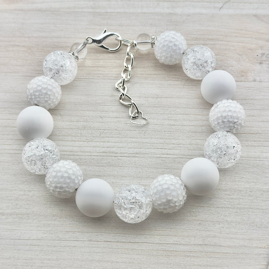 WHITE SNOW TRIO DOG NECKLACE