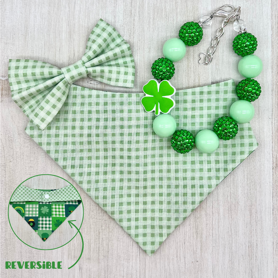Lucky Shamrock Bandana-Necklace-Bow Bundle