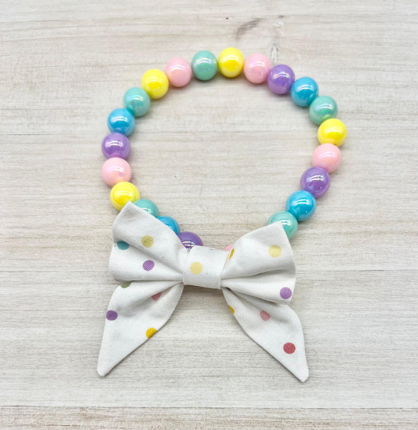 Mini Rainbow Pearl Birthday Necklace with Bow