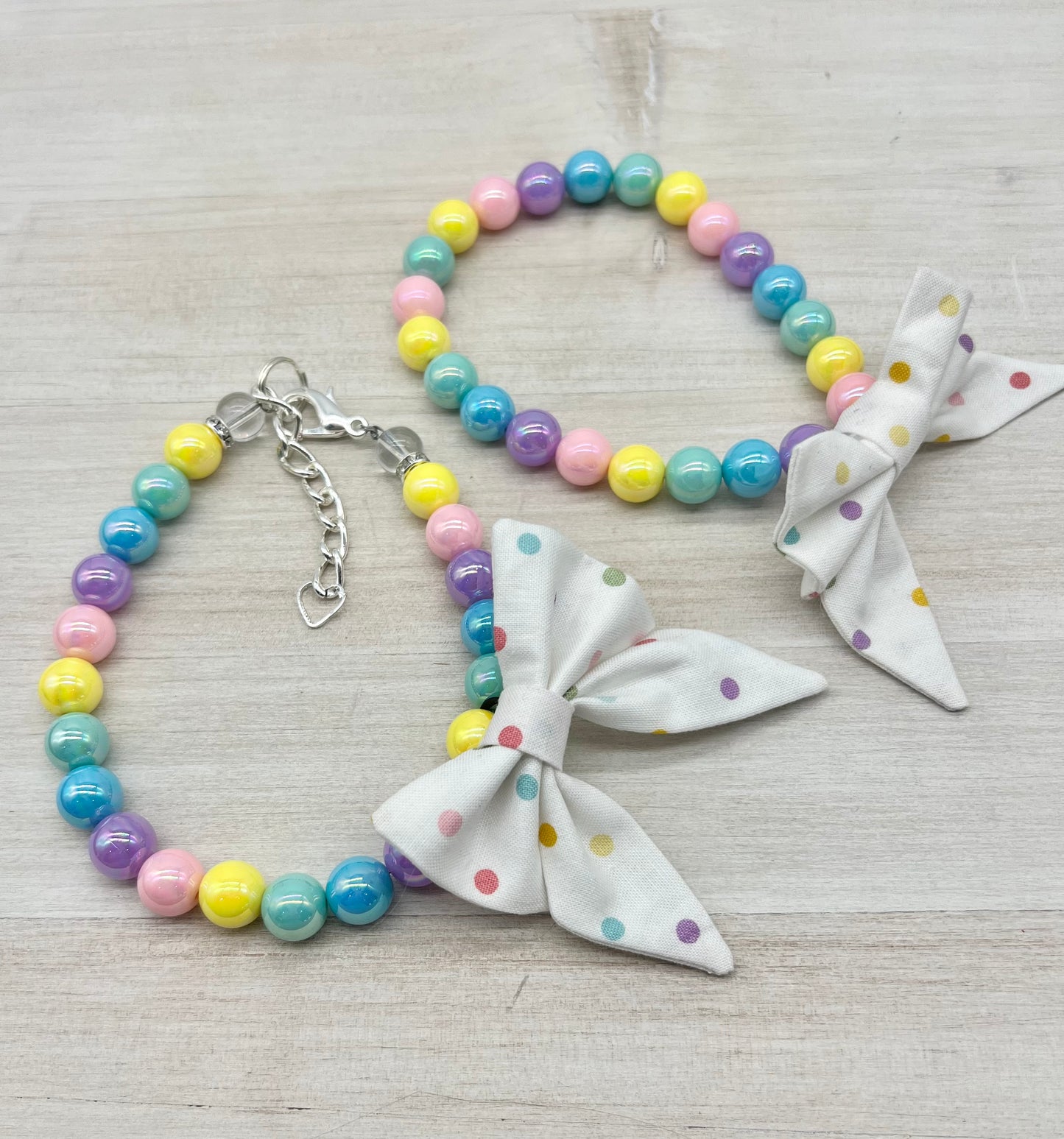 Mini Rainbow Pearl Birthday Necklace with Bow
