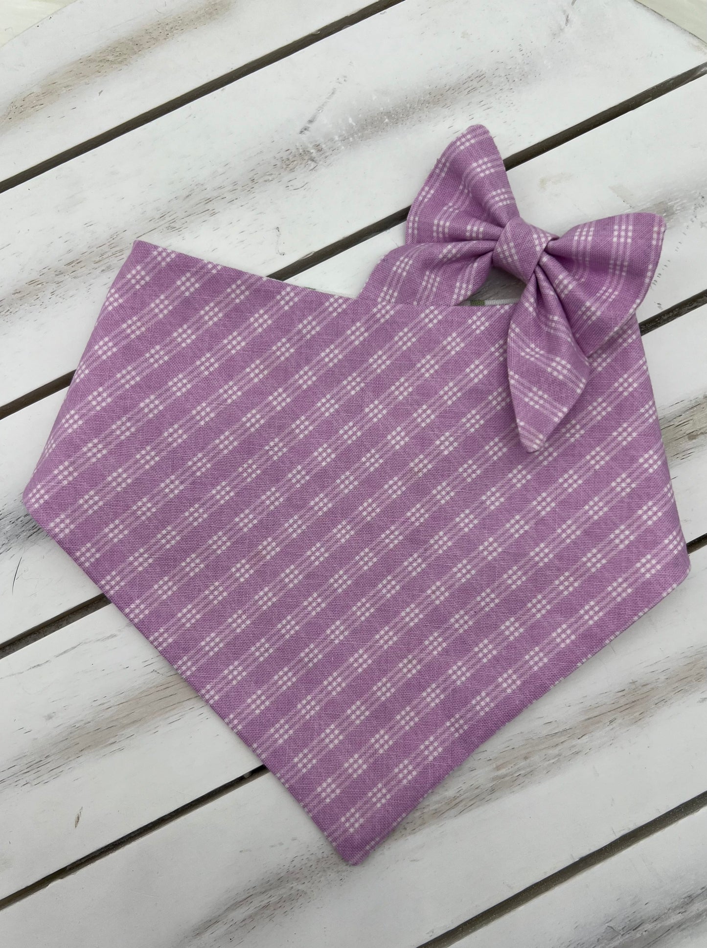 Reversible Spring Purple Plaid Bandana