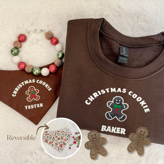 GINGERBREAD SWEATSHIRT, TREATS, NECKLACE & REVERSIBLE BANDANA BUNDLE
