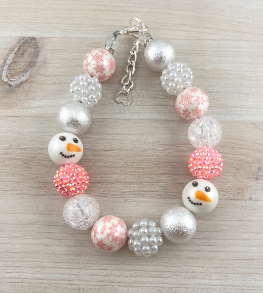 PINK FROSTY DOG NECKLACE