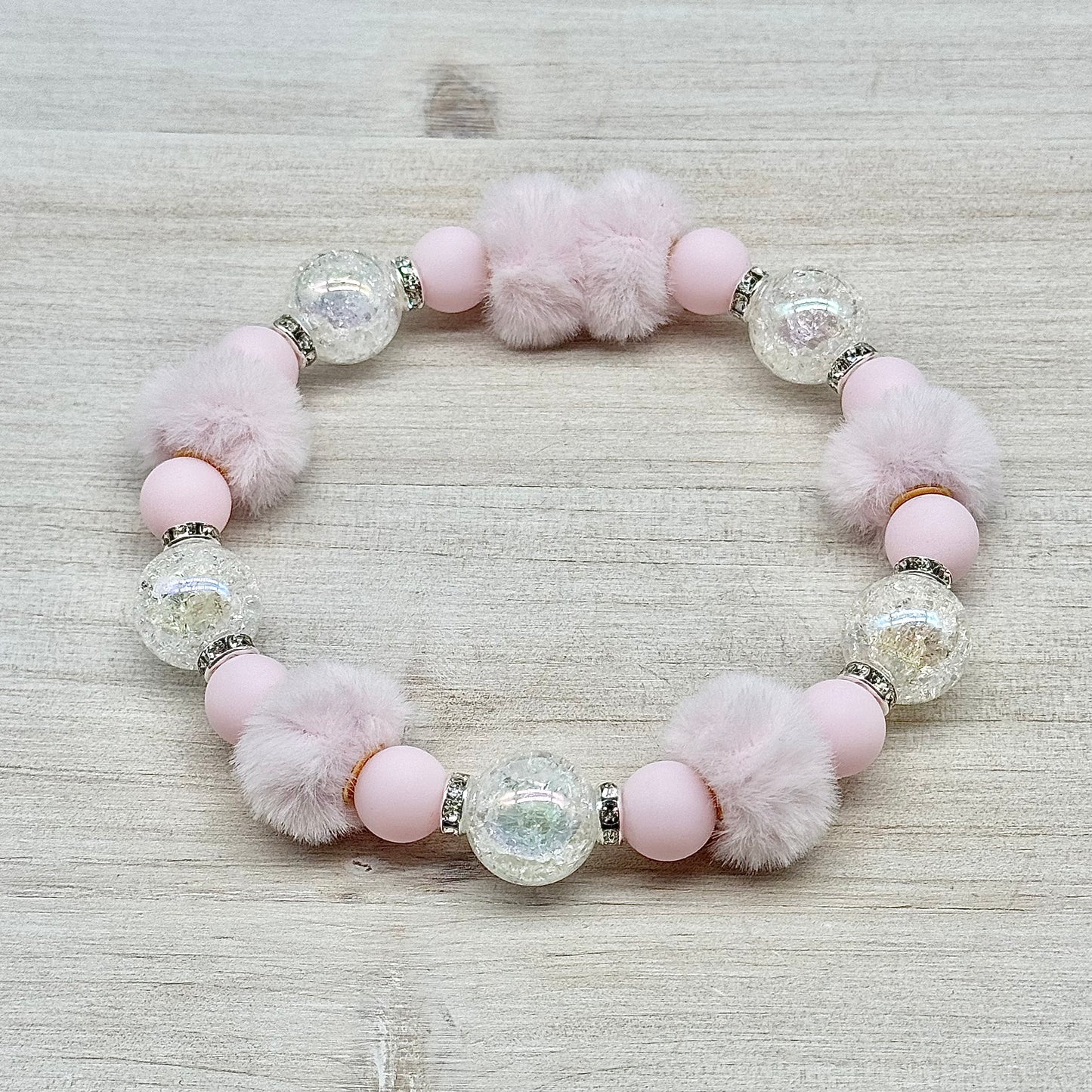 Mini Trendy Pink Fluffy Spacer Pink Necklace