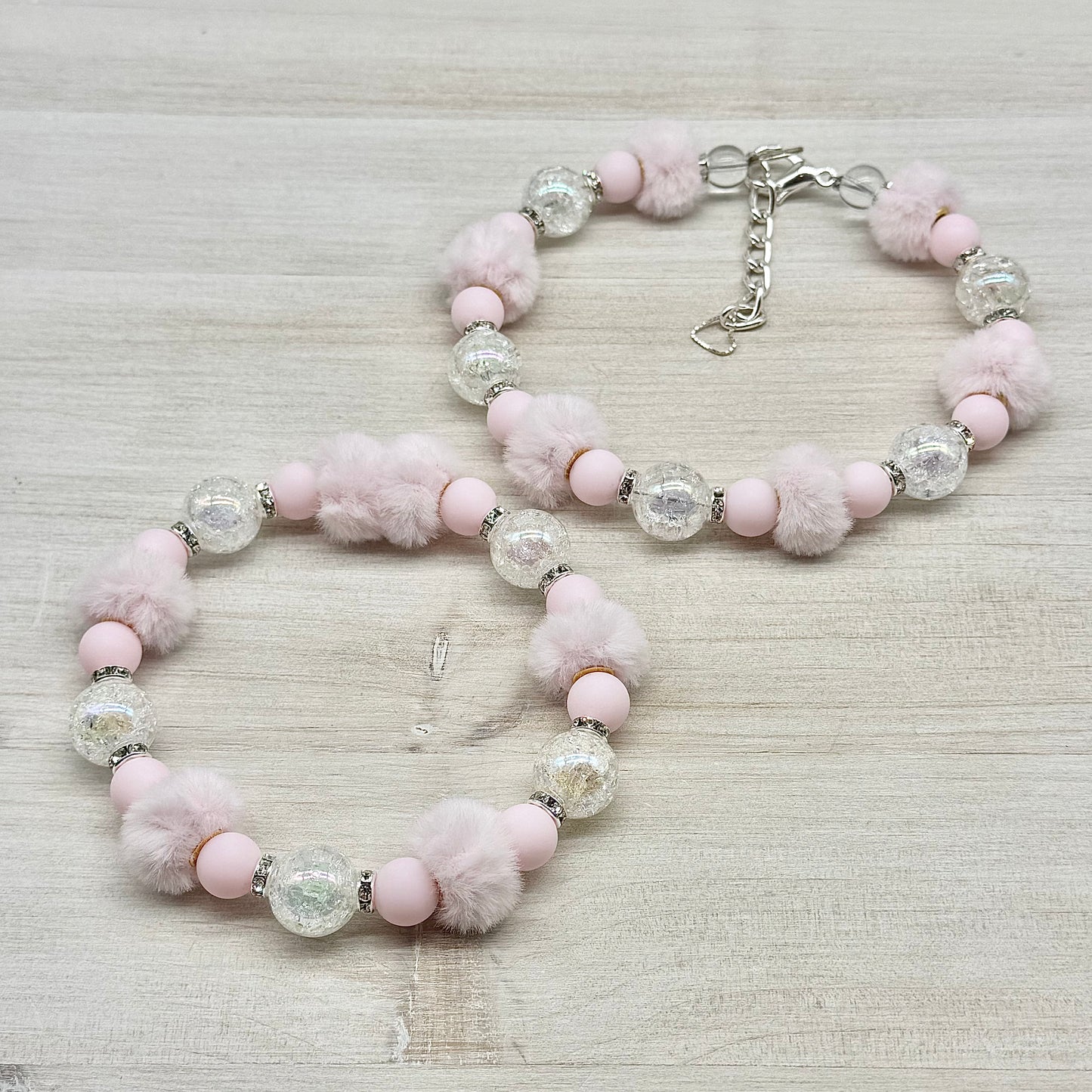 Mini Trendy Pink Fluffy Spacer Pink Necklace