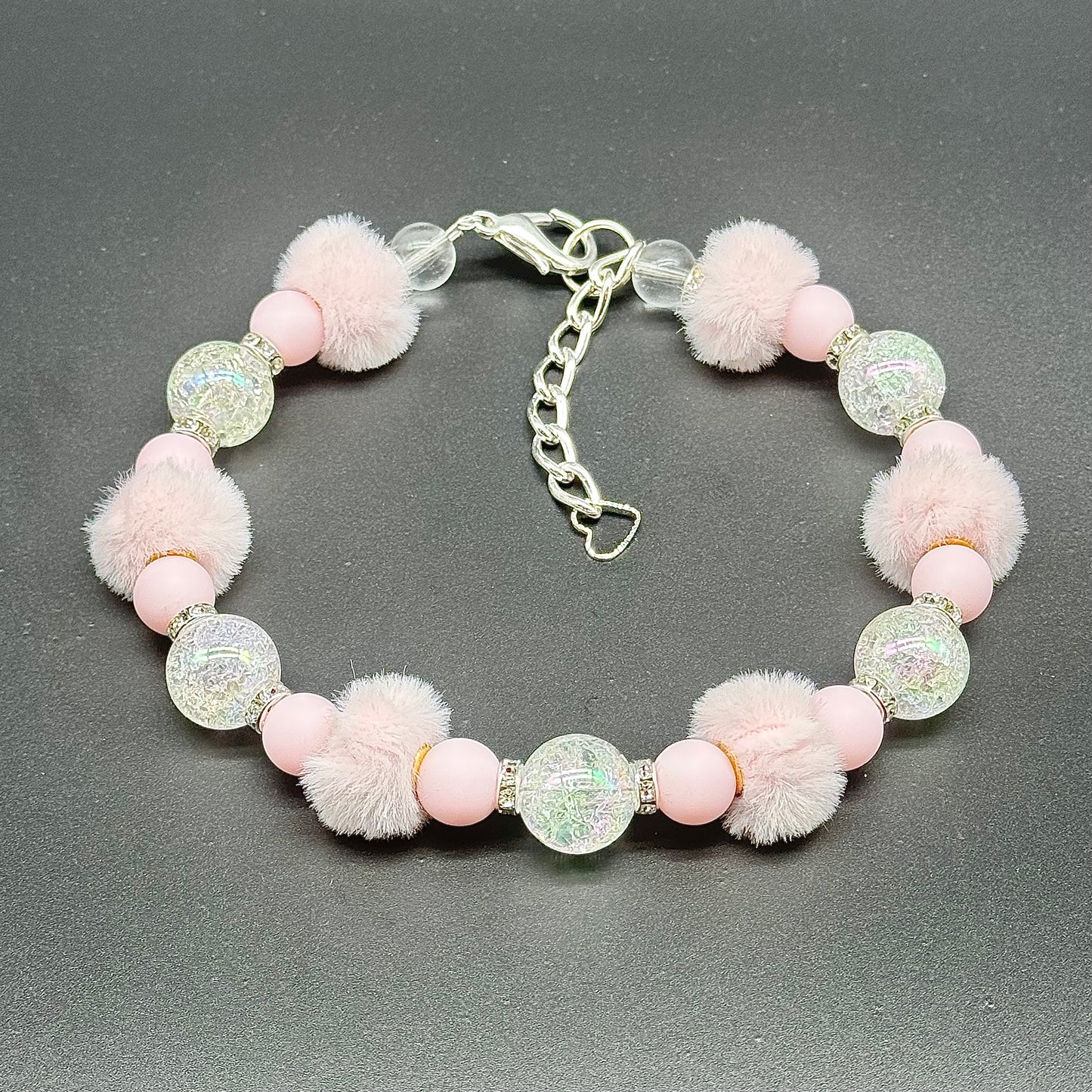 Mini Trendy Pink Fluffy Spacer Pink Necklace