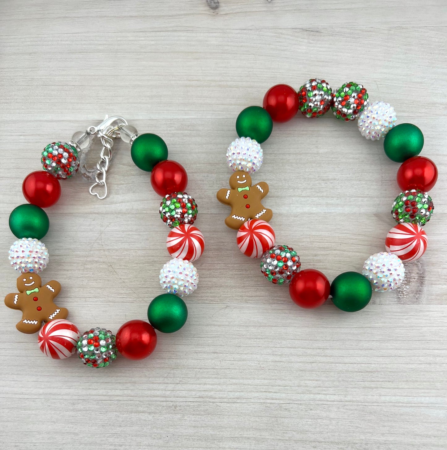 15mm SILICONE GINGERBREAD PEPPERMINT DOG NECKLACE