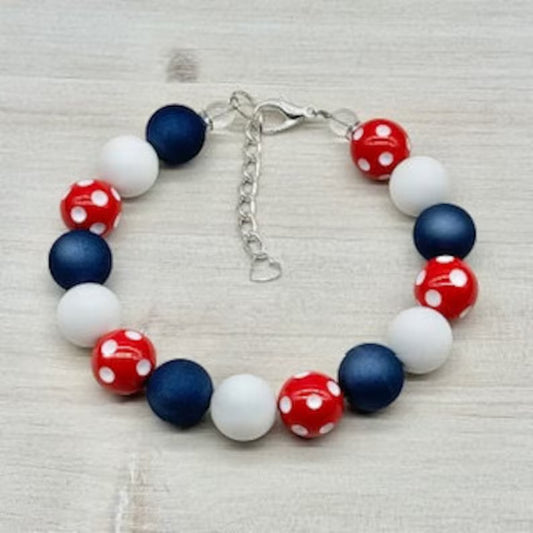 FOURTH OF JULY - PATRIOTIC POLKA DOT NECKLACE