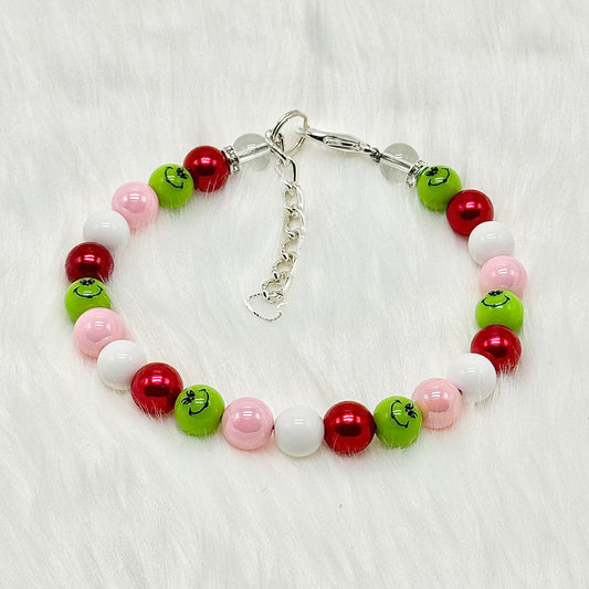 MINI PINK GRINCH DOG NECKLACE
