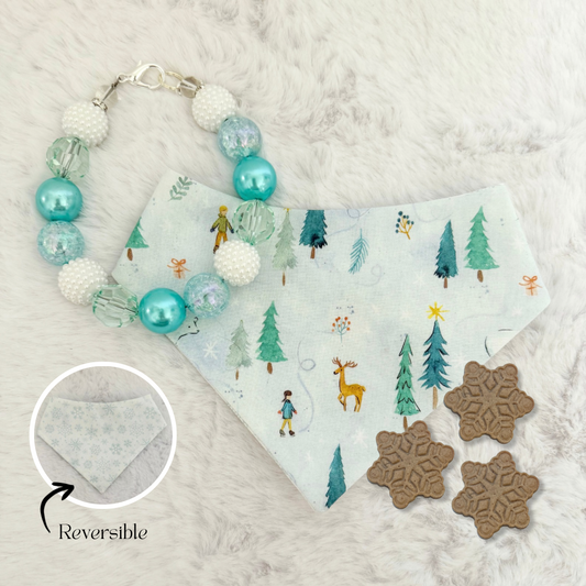 WINTER WONDERLAND NECKLACE, TREATS, & REVERSIBLE BANDANA BUNDLE
