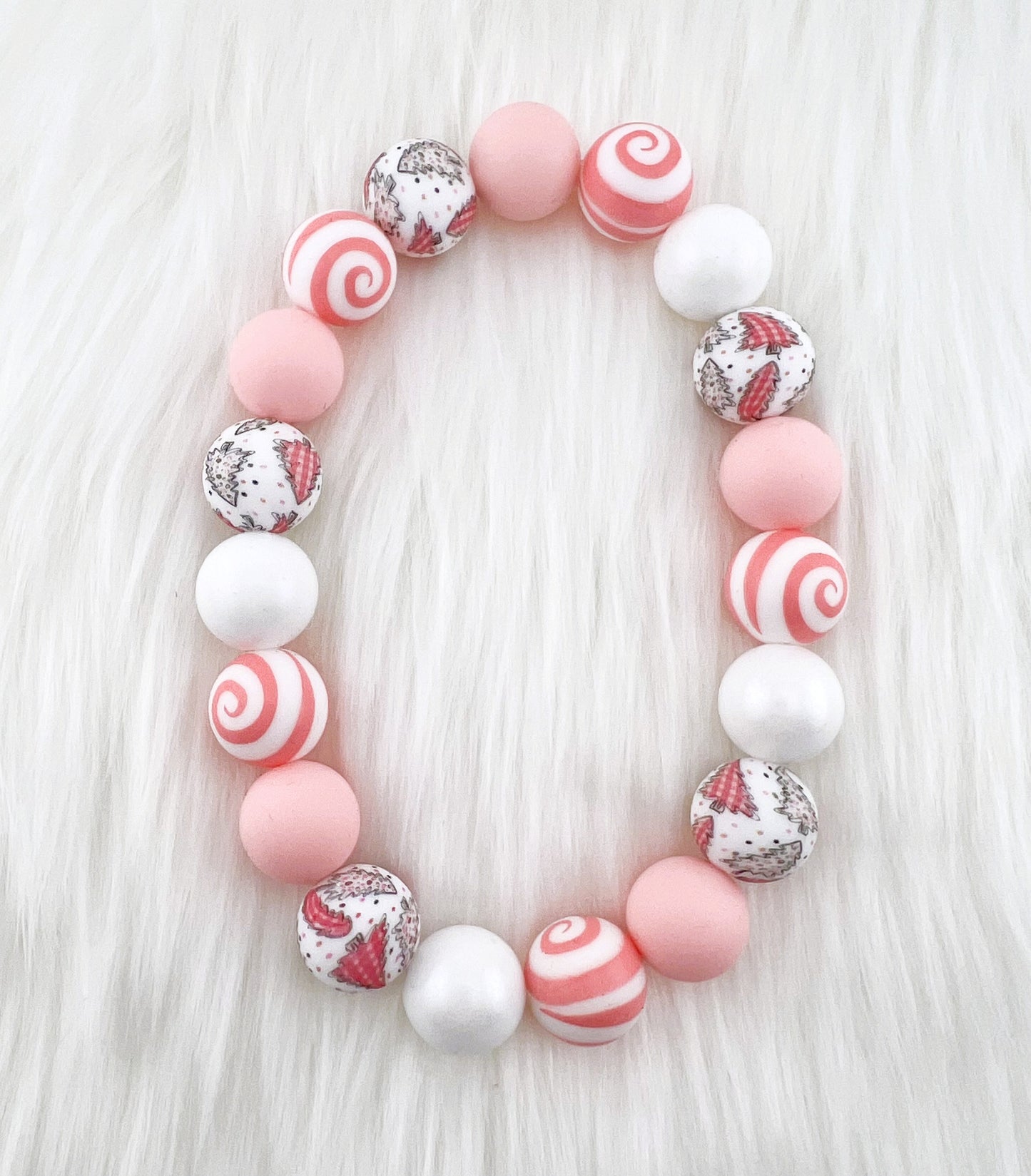 15mm SILICONE PINK CHRISTMAS TREE DOG NECKLACE