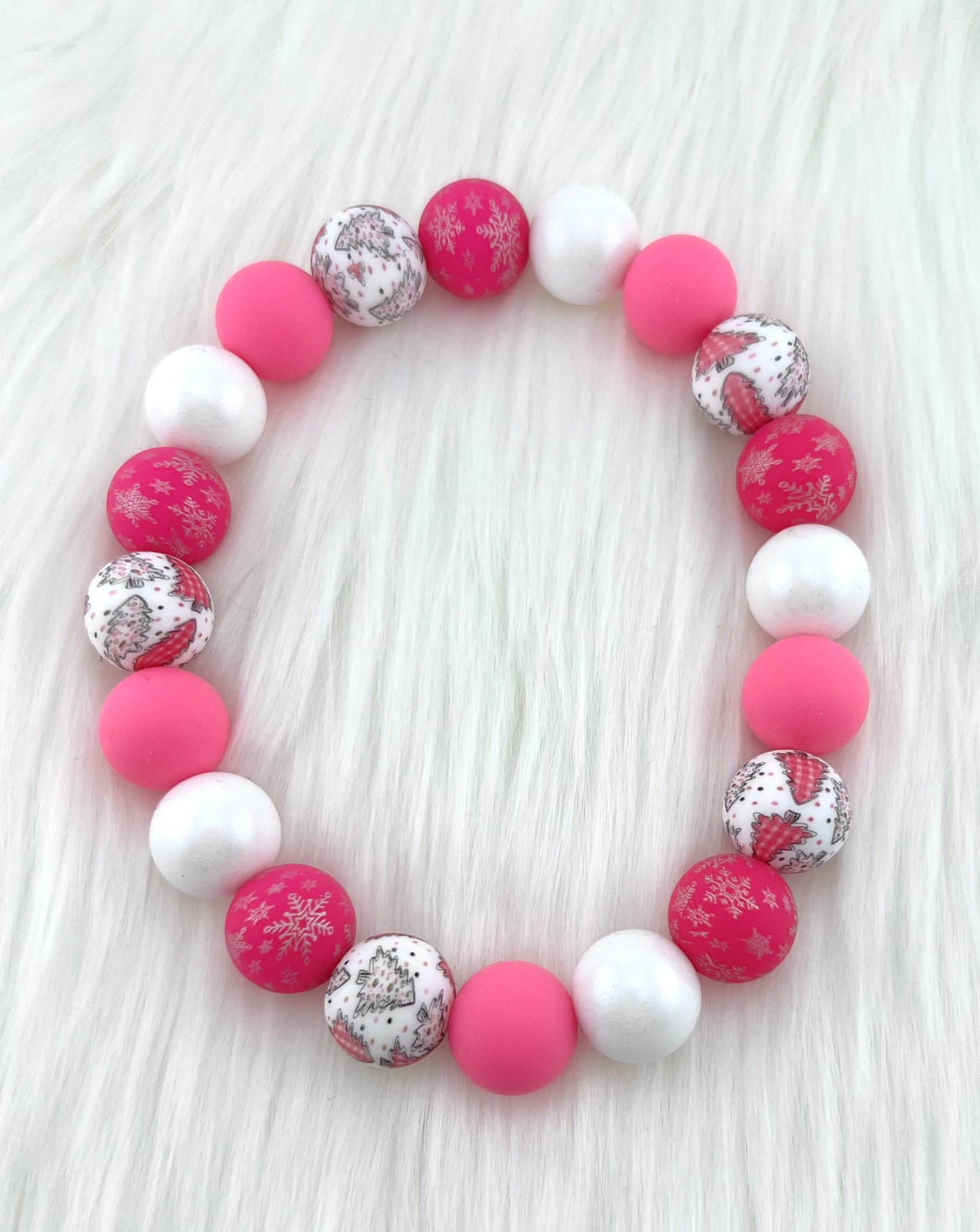 15mm SILICONE PINK SNOWFLAKE DOG NECKLACE