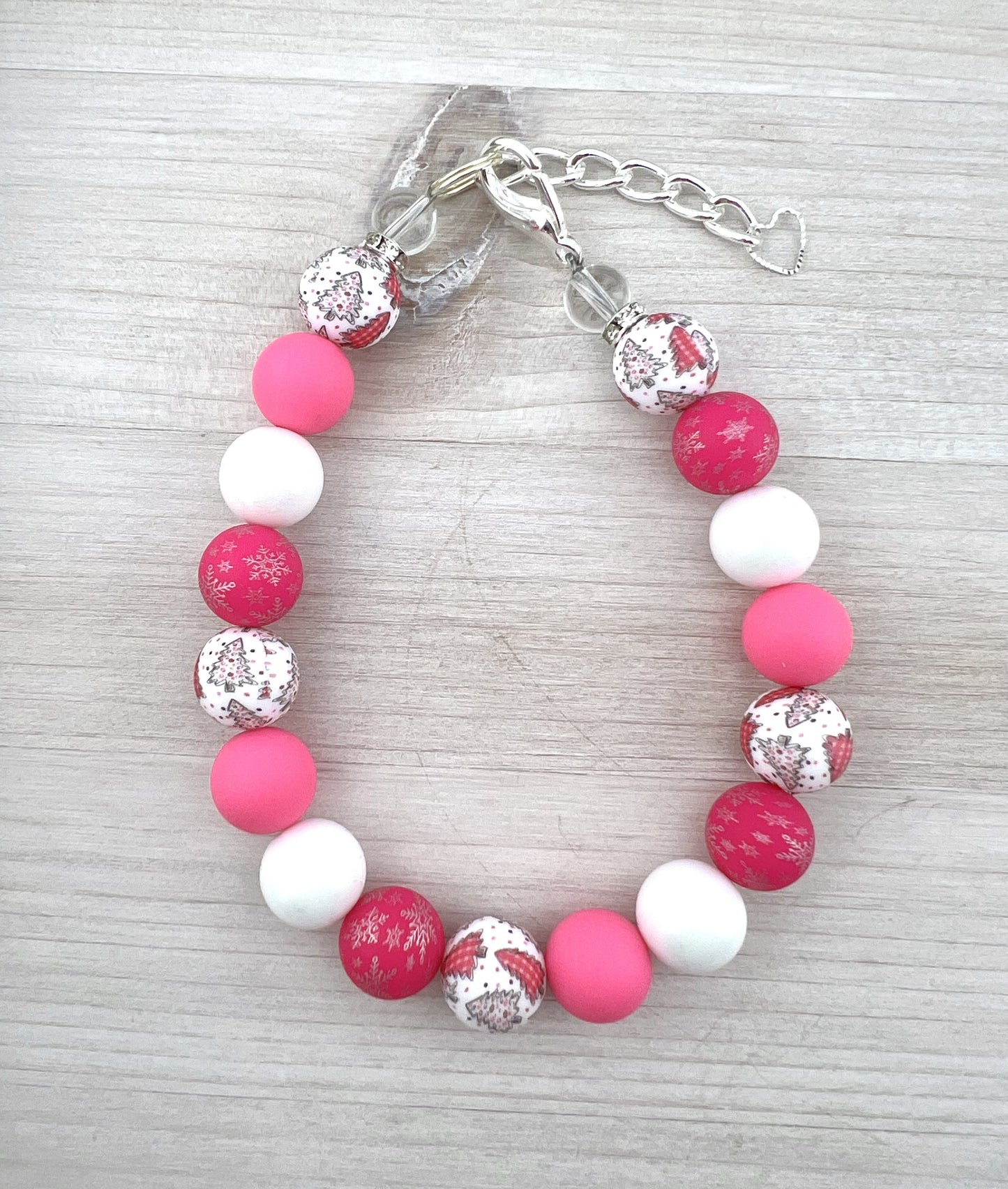 15mm SILICONE PINK SNOWFLAKE DOG NECKLACE