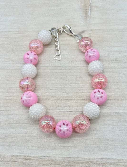 Spring Flower with White Jelly Rhinestone Necklace