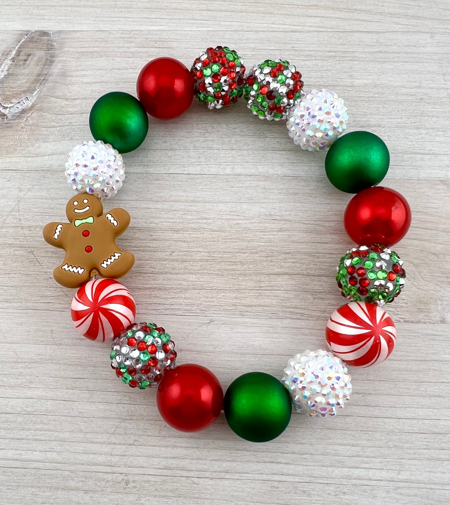 15mm SILICONE GINGERBREAD PEPPERMINT DOG NECKLACE