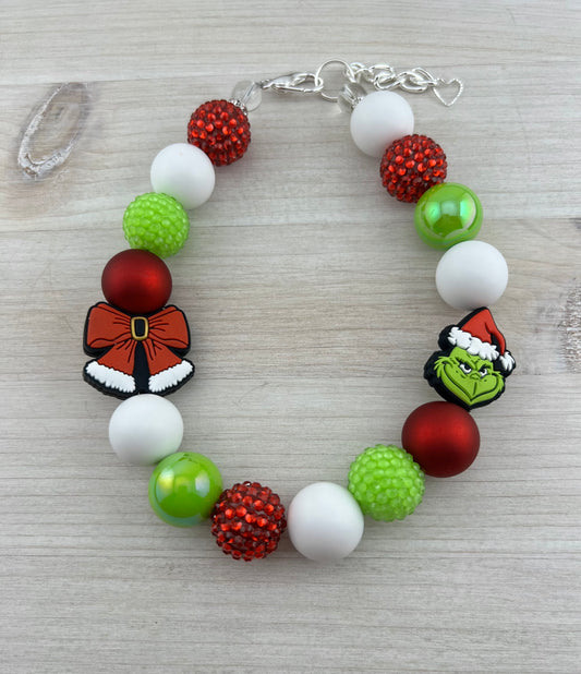 GRINCH & BOW DOG NECKLACE