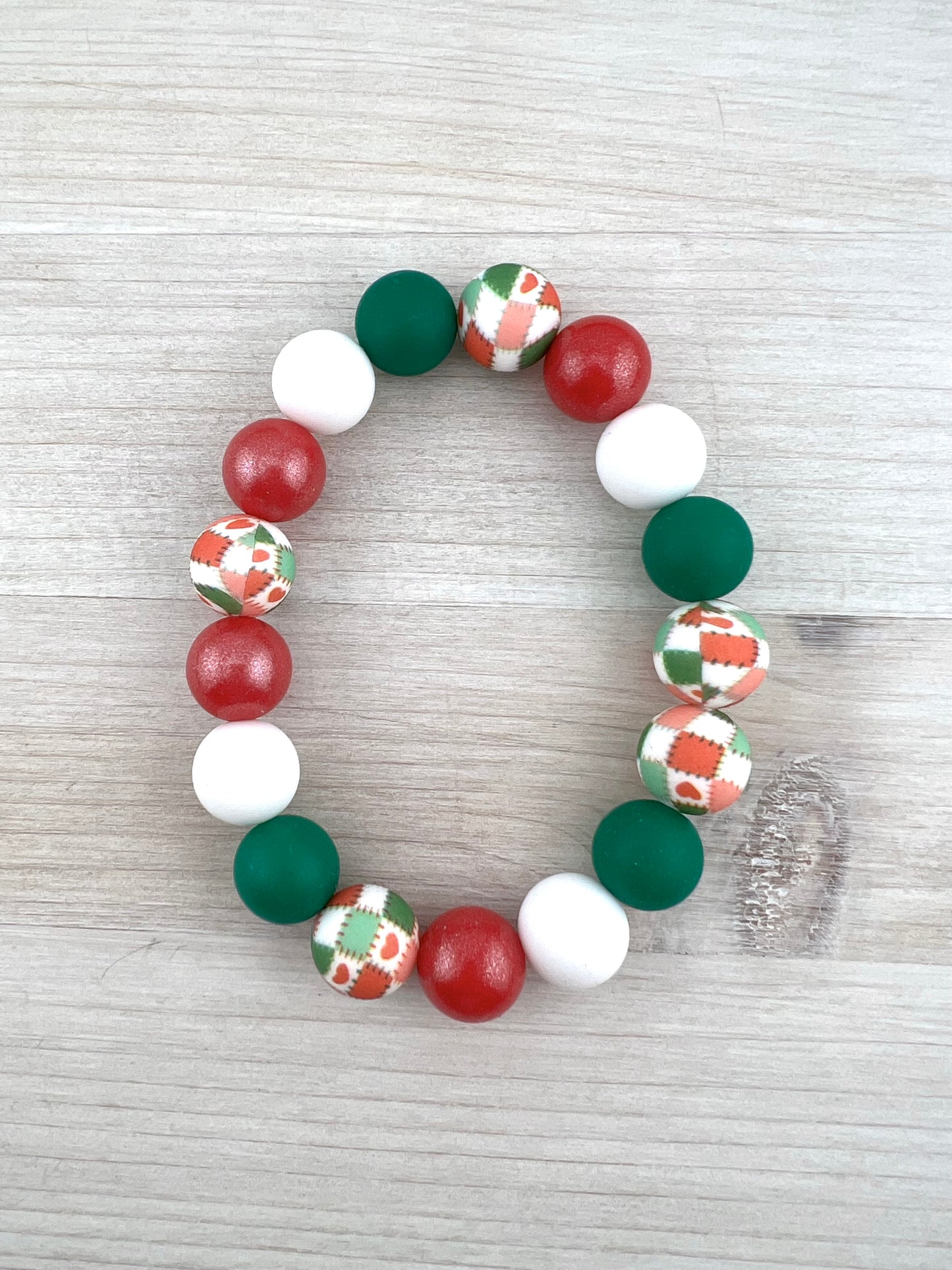 15mm SILICONE CHRISTMAS PATCHWORK DOG NECKLACE