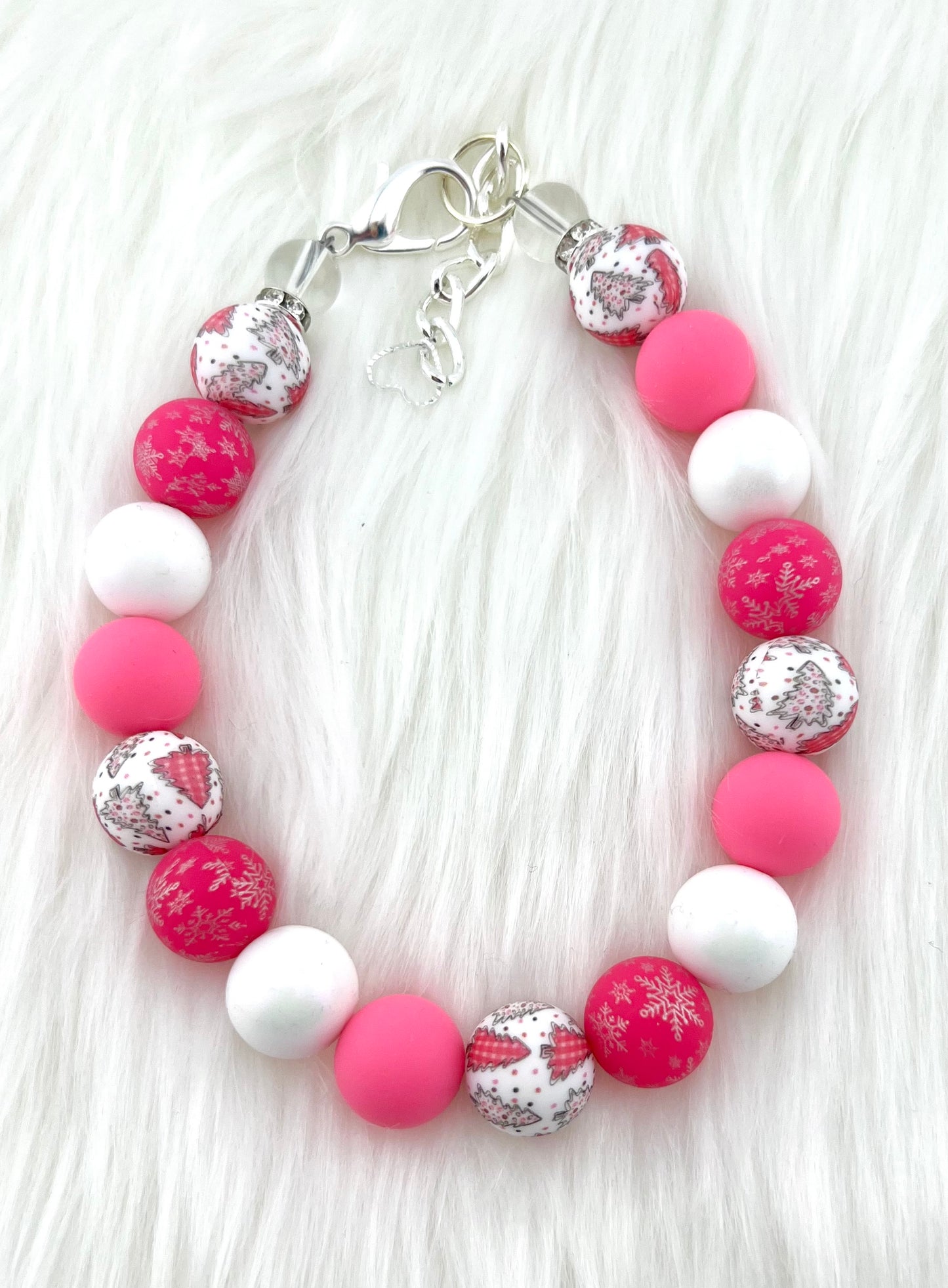 15mm SILICONE PINK SNOWFLAKE DOG NECKLACE