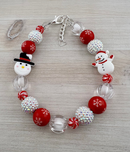 CRIMSON SNOWMAN DOG NECKLACE