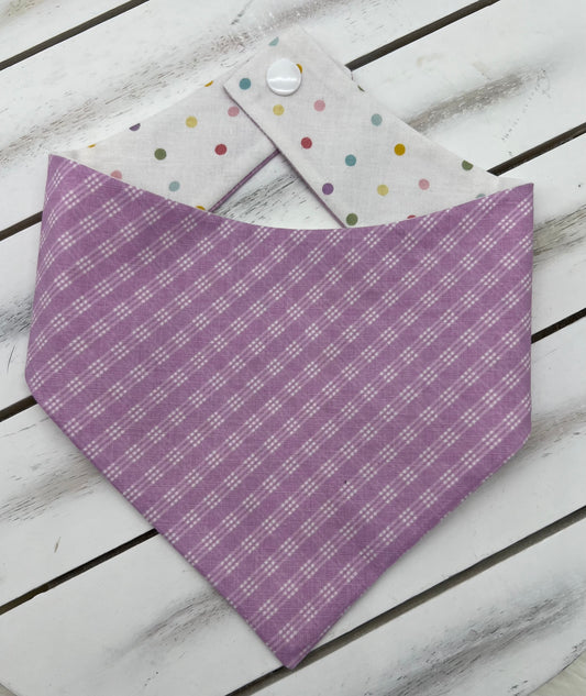 Reversible Spring Purple Plaid Bandana