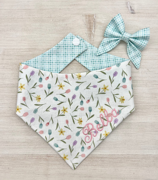 Reversible Spring Tulips Bandana