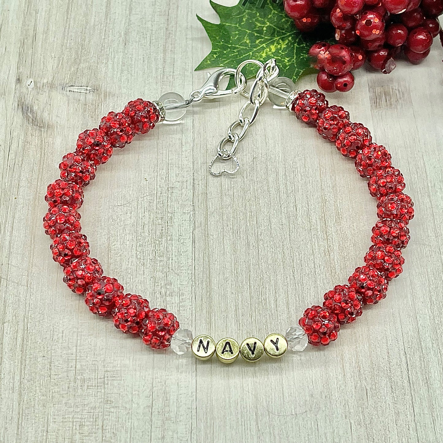 MINI RED RHINESTONE 12MM NAME NECKLACE